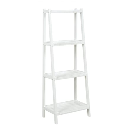 Homeroots 60" Ladder Bookcase With 4 Shelves In White 380042