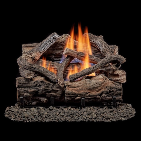 Bluegrass Living Vent Free Dual Fuel Gas Log Set, 18 in Rustic Oak, 30,000 BTU, Remote Control B18DR-UL4