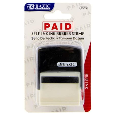 Bazic Products Red Ink Paid Self Inking Rubber Stamp 6303