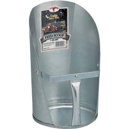 Little Giant Feed Scoop, 4 qt Capacity, Steel, Galvanized, 6-3/4 in L 9204