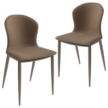 Leisuremod Mosaic Collection Modern Dining Chair in Light Brown Fabric, 2PK MC44LBR2