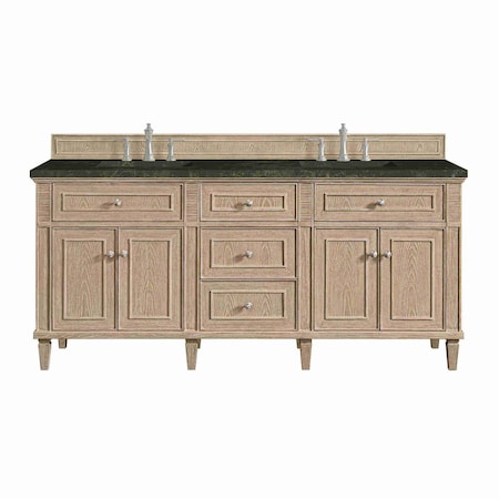 James Martin Vanities Lorelai 72" Double Vanity, Whitewashed Oak, w/ 3 CM Phantome Eclos Top 424-V72-WWO-3PHT