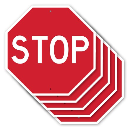 Signmission Stop, 10 inch X 10 inch, Aluminum Metal Signs, 5PK OC-A-5Pack-10-315