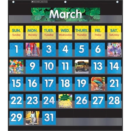 Scholastics Teacher Scholastic Teaching Resources  Pocket Chart Monthly Calendar, Black SC98229