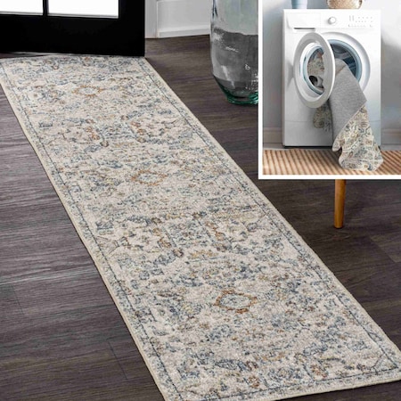 Jonathan Y Shaemus Bohemian Medallion Low-Pile Machine-Washable Cream/Terra 2 ft. x 8 ft. Runner Rug WSH320B-28