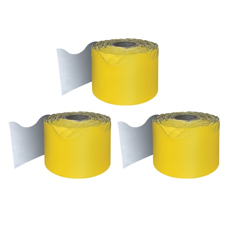 Carson Dellosa Yellow Rolled Scalloped Border, 65 Feet Per Roll, 3PK 108467