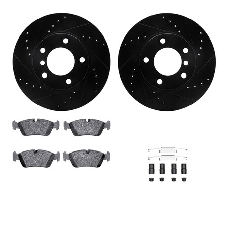 Dynamic Friction Co DFC Rotors-Drilled & Slotted-Black w/ EURO 5000 Ceramic Brake Pads Incl Hdw 8612-31025