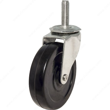 Richelieu Multi-Purpose Furniture Caster, Swivel Without Brake, with Threaded Stem, Black, Zinc F30764