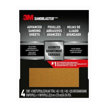 3M 9x11 Sandpaper, 4PK 20000-G-4