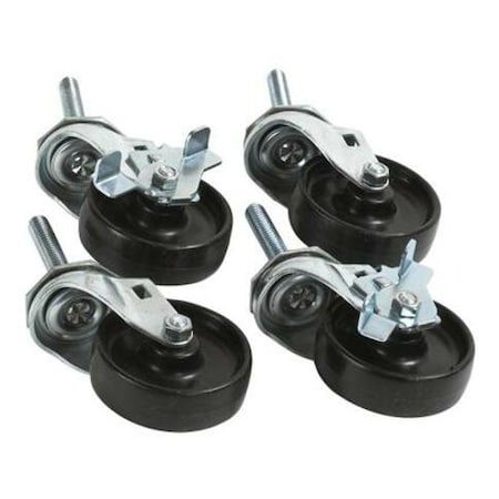 Partners Brand Caster Set, for Carton Stands, Black, Black, Plastic/Metal, 4 PK WS1001