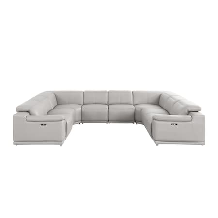 Homeroots Ash Gray Leather Modular U Shaped Eight Piece Corner Sectional 643957