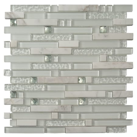 Apollo Tile White 11.8 in x 11.8 in Glass Glossy, Matte Floor and Wall Mosaic Tile 4.83 sqft/case, 5PK APLHTC88516-MA