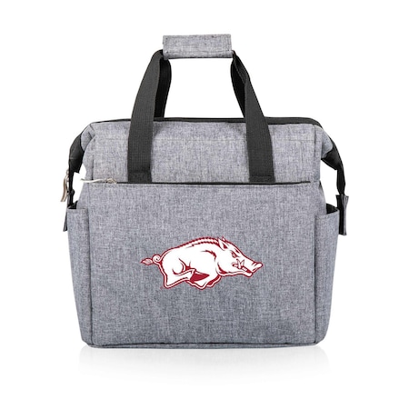 Picnic Time Family Of Brands NCAA Arkansas Razorbacks On The Go Lunch Bag Cooler - Soft Cooler Lunch Box, Heathered Gray 510-00-105-034-0