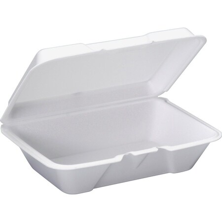 Genpak 9.19"x6.5"x2.875" Wht Lg Deep All Purpose Foam Hinged Container, PK200 20500