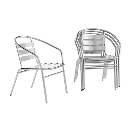 Flash Furniture Commercial Aluminum Restaurant Stack Chair w/ Arms, PK4 4-TLH-017B-GG