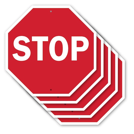 Signmission Stop, 10 inch X 10 inch, Aluminum Metal Signs, 5PK OC-A-5Pack-10-71