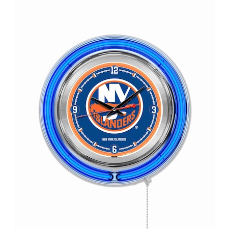 Holland Bar Stool Co New York Islanders Double Neon 15" Clock, NHL Clk15NYIsln