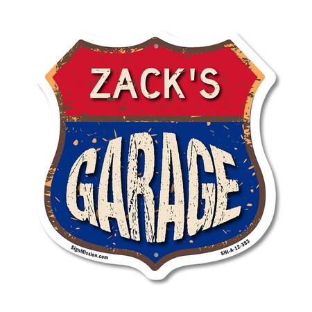 Signmission Zack's Garage, 12 Inch X 12 Inch, Aluminum Metal Sign SHI-A-12-383-ZACK