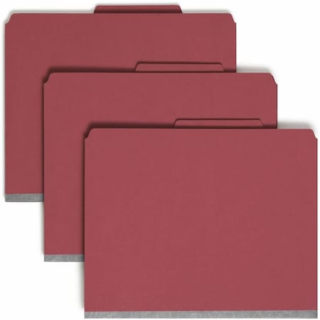 Smead Pressboard Classification Folders, Letter, Six-Section, Bright Red, 10/Box 14031