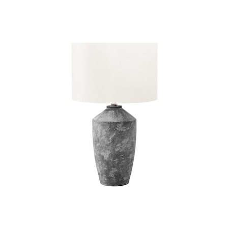 Monarch Specialties Lighting, 25"h, Table Lamp, Grey Concrete, Ivory / Cream Shade, Contemporary, Modern I 9890