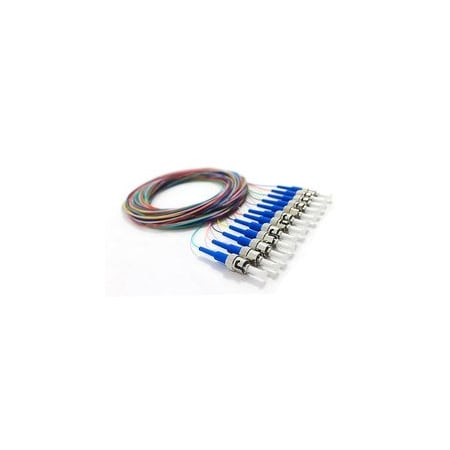 Cable Wholesale 12 Strand Fiber Pigtail, 9/125 Singlemode(Blue Boot), ST/UPC, 3 meter 15F1-01112