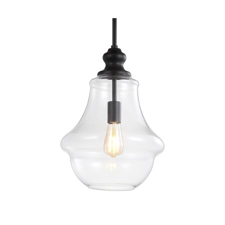 Jonathan Y Adam 12" Adjustable Metal/Glass LED Pendant, Oil Rubbed Bronze JYL9046B