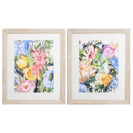 Set Of Two Flora Botanic Brown Framed Print Wall Art, 2PK