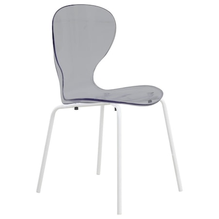 Leisuremod Modern Oyster Transparent Side Dining Side Chair with White Base in Transparent Black OCW-17TBL