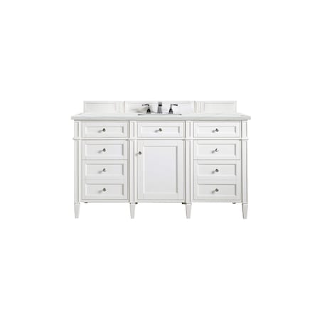 James Martin Vanities Brittany 60'' S Vanity, Bright White w/ Ethereal Noctis Silestone Top w/FreePower Wireless Charger 655-V60S-BW-FENC
