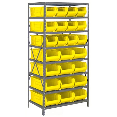 Quantum Storage Systems WIRE SHELVING UNIT W/24YELLOW BINS 2475-950952YL