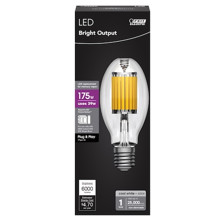 Feit Electric Feit 175 W ED28 HID Bulb 6000 lm Cool White High Lumen H39KB175LEDHDRP
