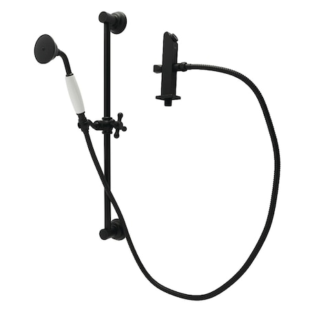 Kingston Brass Shower System with Slide/Grab Bar and Hand Shower, Matte Black KCK3520W0