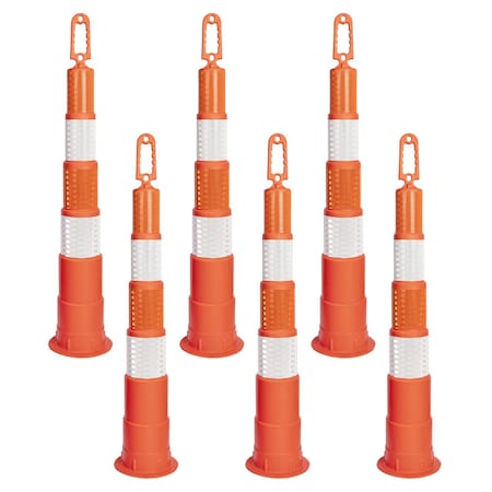 Jrex Safety 42 in Orange Channelizer Cone with (4) 6 in Hi-Intensity Prismatic Sheeting, 6PK CHO42-JR-6-HI-6PK