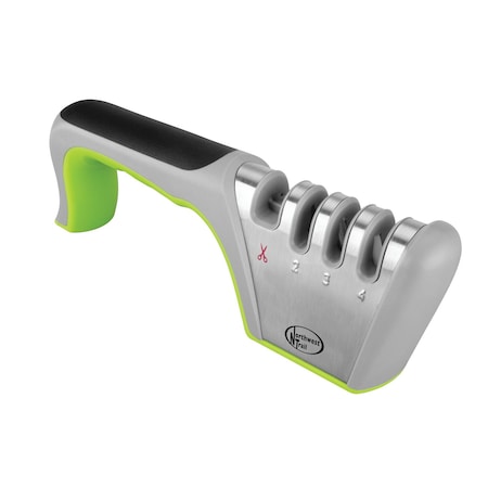 Performance Tool 4-in-1 Knife Sharpener, Tungsten Steel, Ceramic Rods, Non-slip Base W9405