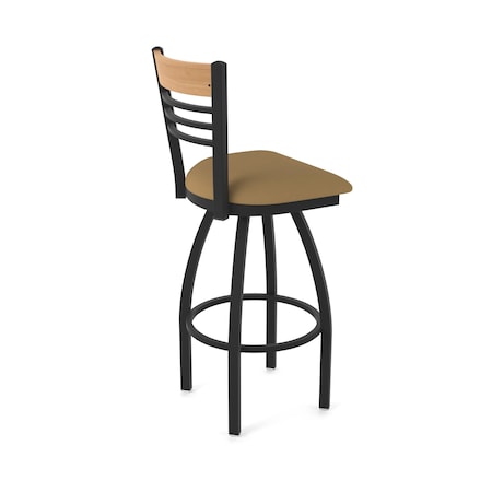 Holland Bar Stool Co Eleanor 25in Swivel Counter Stool with Black Wrinkle Finish, Medium Back and Canter Saddle Seat 880