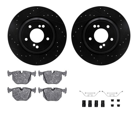 Dynamic Friction Co DFC Rotors-Drilled & Slotted-Black w/ EURO 5000 Ceramic Brake Pads Incl Hdw 8612-31047