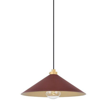 Hudson Valley Lighting Clivedon 20 in. Pendant in Aged Brass/Soft Crimson by Mark D. Sikes MDS1402-AGB/CRN