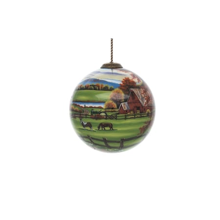 Homeroots Farm in the Fall Scenery Hand Painted Mouth Blown Glass Ornament 477444
