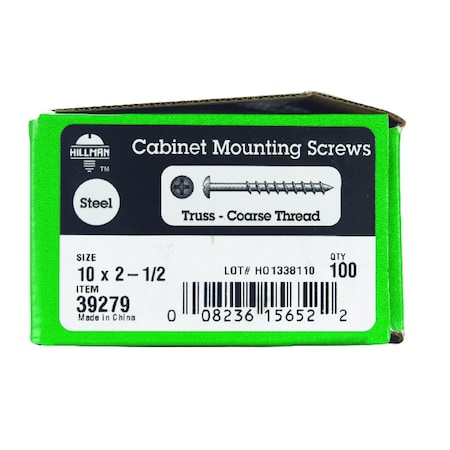 Hillman No. 10 X 2 1/2 in. L Phillips Black Phosphate Coarse Cabinet Screws 39279