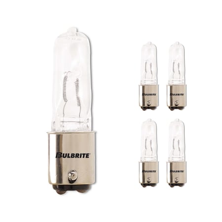 Bulbrite Pack of 5 100 Watt Dimmable Clear T4 Double-Contact Bayonet BA15D Halogen Bulb, 5PK 860813