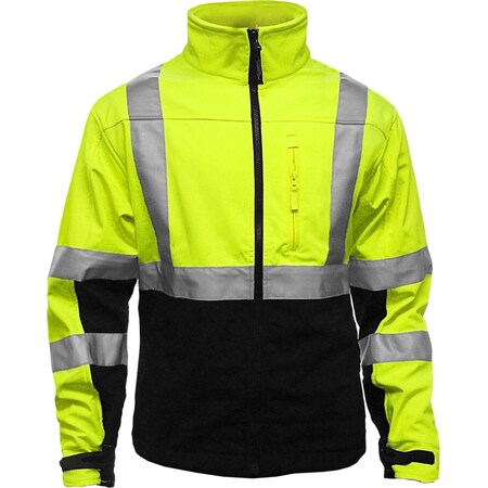 Reflective Apparel ANSI Type R Class 3 Black Bottom Soft Shell Jacket with Brushed Fleece Lining 451ST-LB-LG