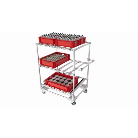 Trilogiq 3-Level Tubular Cart Including Fifo Level And Horizontal Hand Bar. 32D-4