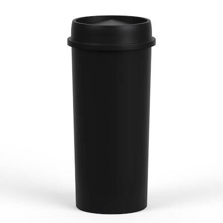 Regal Altair 22 Gallon Round Plastic Black Wastebasket with Swing-Top Lid, Heavy-Duty HDPE ZR-TC-500-22RND-BK+LD-500