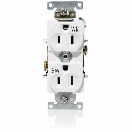 Leviton Duplex Receptacle Outlet, 15A, White, 125V WBR15-W