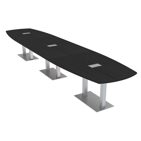 Skutchi Designs Arc Boat Conference Table, 45 in W, 144 in L, Black HAR-ABOT-48x144-DOU-U999T19-ESIL