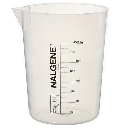 Nalgene Beaker, Plastic, Colorless, PK4 1201-4000