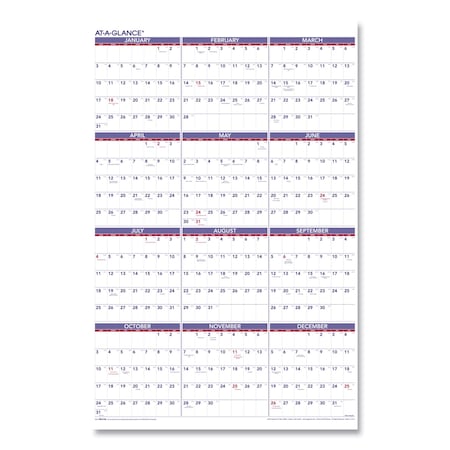 At-A-Glance Yearly Wall Calendar, 24 x 36, White Sheets, 12-Month (Jan to Dec): 2025 AAGPM1228