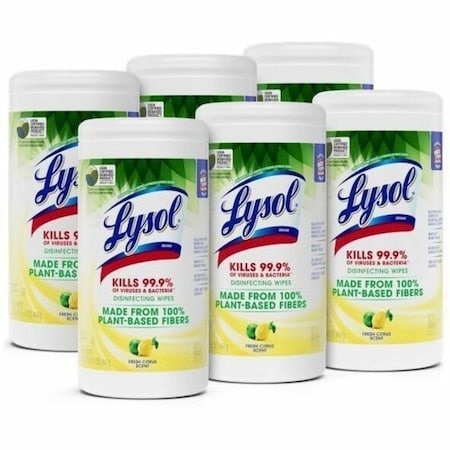 Lysol Towels & Wipes, Canister, Fresh Citrus, White, 6 PK 19200-49128