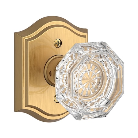 Baldwin Half Dummy Crystal Knob and Traditional Arch Rose Lifetime Satin Brass Finish HDCRYTAR044