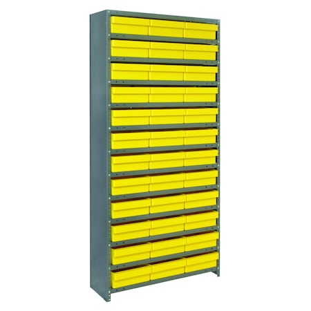 Quantum Storage Systems 13 SHELF CLOSED UNIT W/52 YELLOW BINS CL1275-678YL